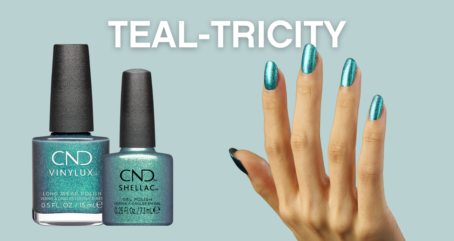 Teal CND gel polish autumn glitter nails